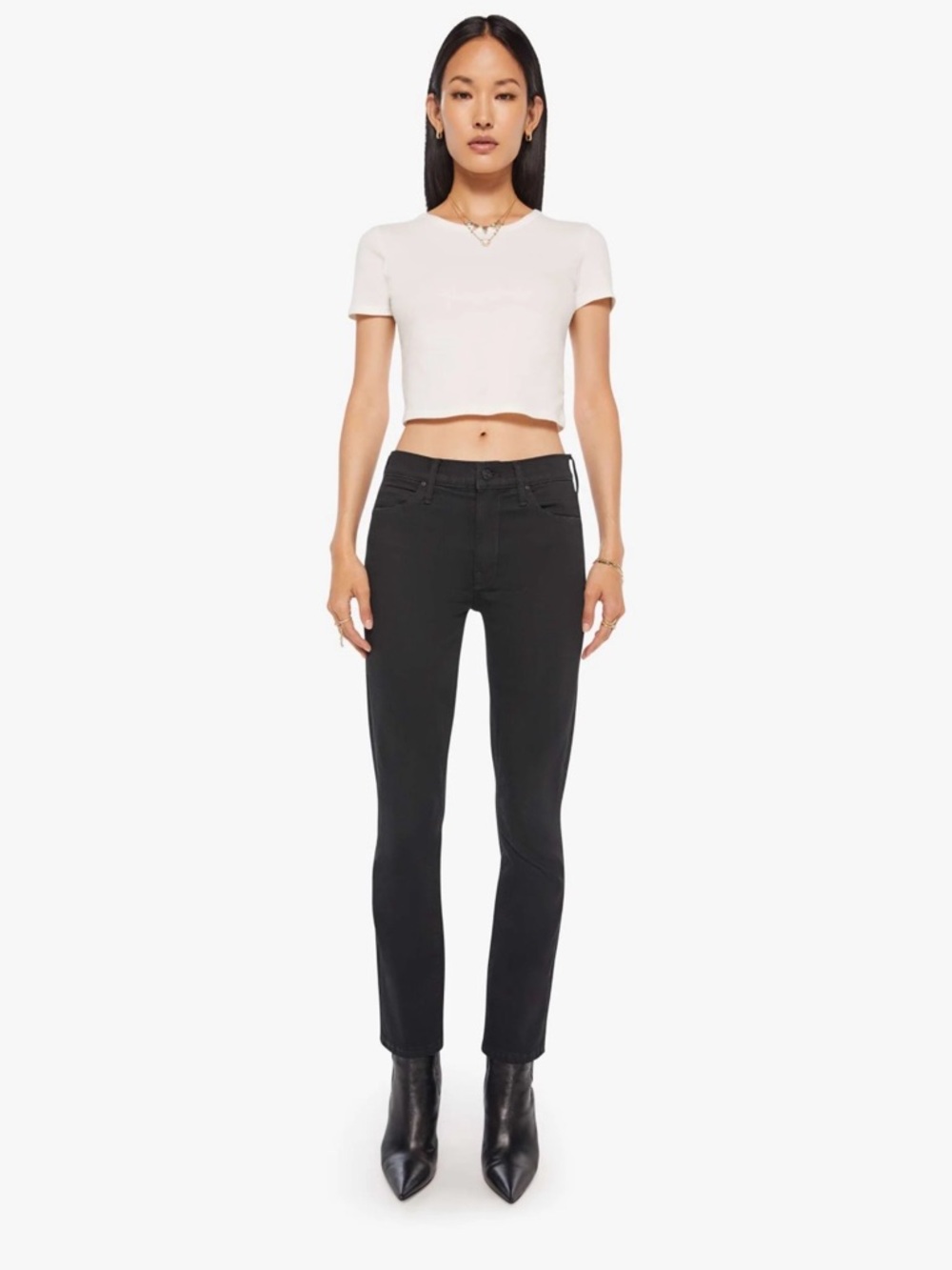 MOTHER The Mid Rise Dazzler Ankle in Not Guilty Skinny High-Rise Women’s Jeans